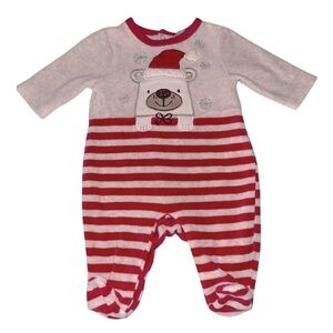 Vintage Zip Zap Baby Christmas Polar Bear Velour Sleeper